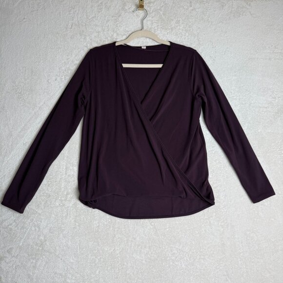 Lululemon Full Freedom Long‎ Sleeve Wrap Top Pullover Nulu Black Cherry Purple 8 - Picture 1 of 6